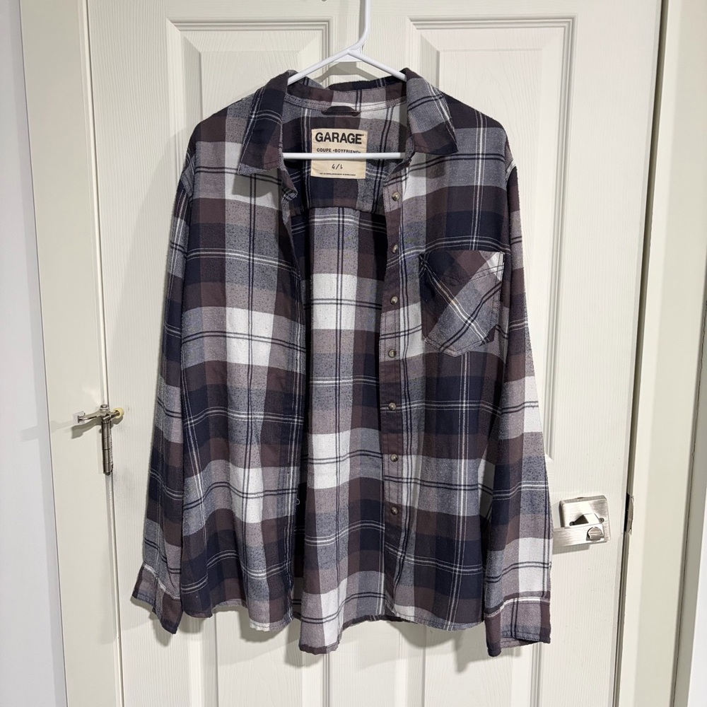 Garage Plaid Button-Up Shirt – Boyfriend Fit – Size L